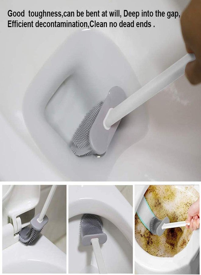 EAYIRA Silicone Toilet Brush with Holder Stand, Brush for Bathroom Cleaning with Long Plastic Handle, Cleaning Silicone Brush, Silicon Flex Toilet Cleaning Brush, Quick Drying Flexible Bristles Brush - Image 2